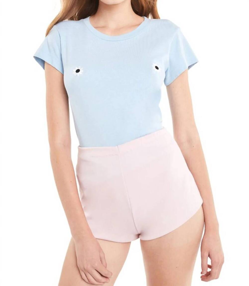 NEW WILDFOX mod daises no9 crew neck tee in blue skies